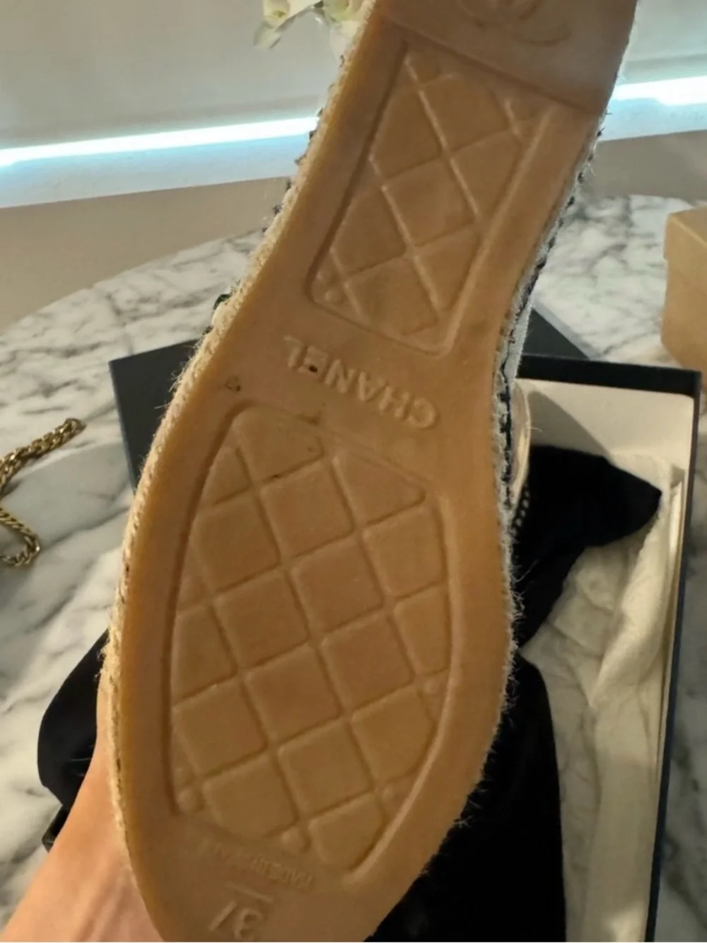 Authentic CHANEL Flats Cream Canvas Espadrille (only wore twice)